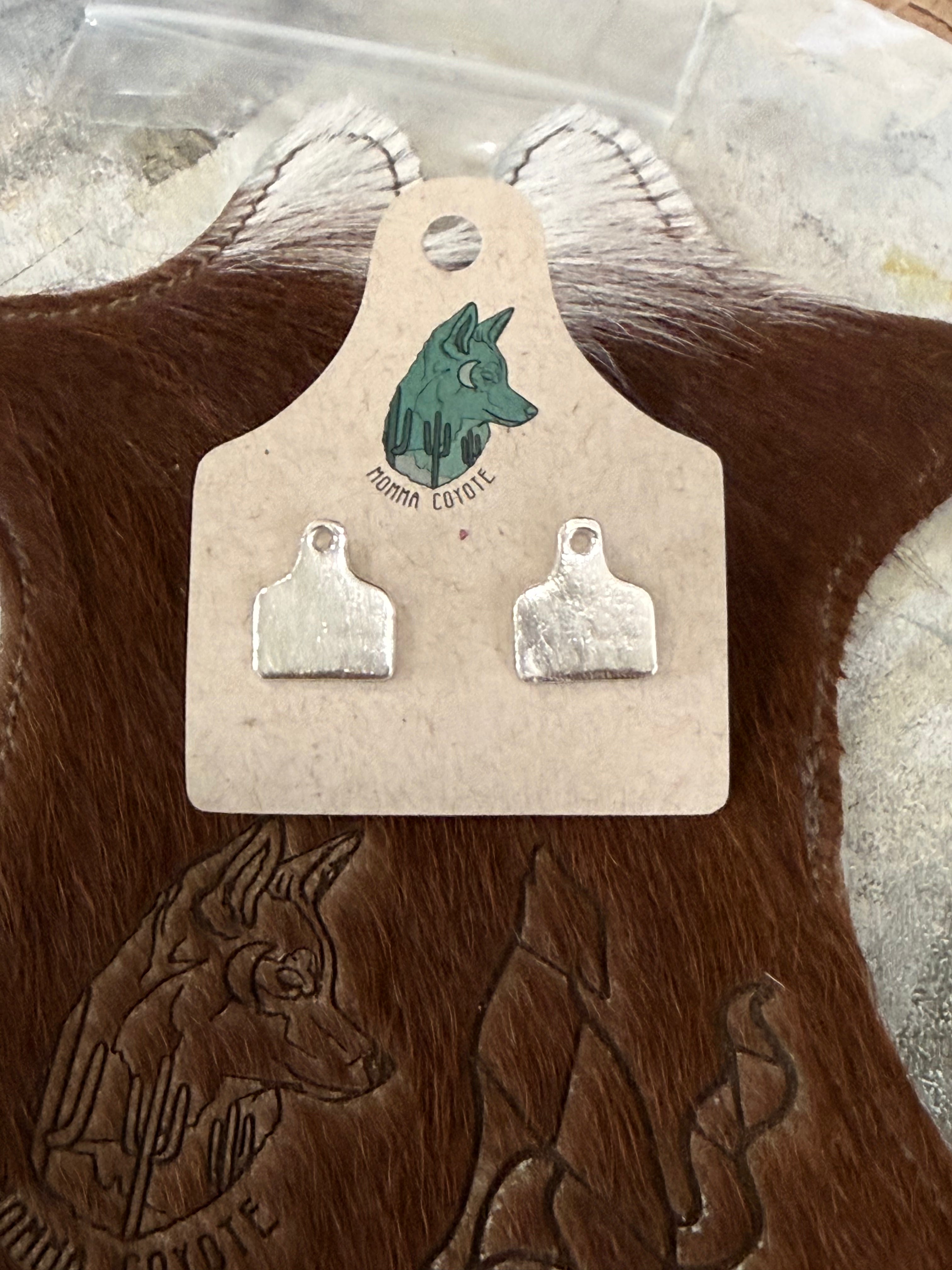 Cow Tag Stud Earrings
