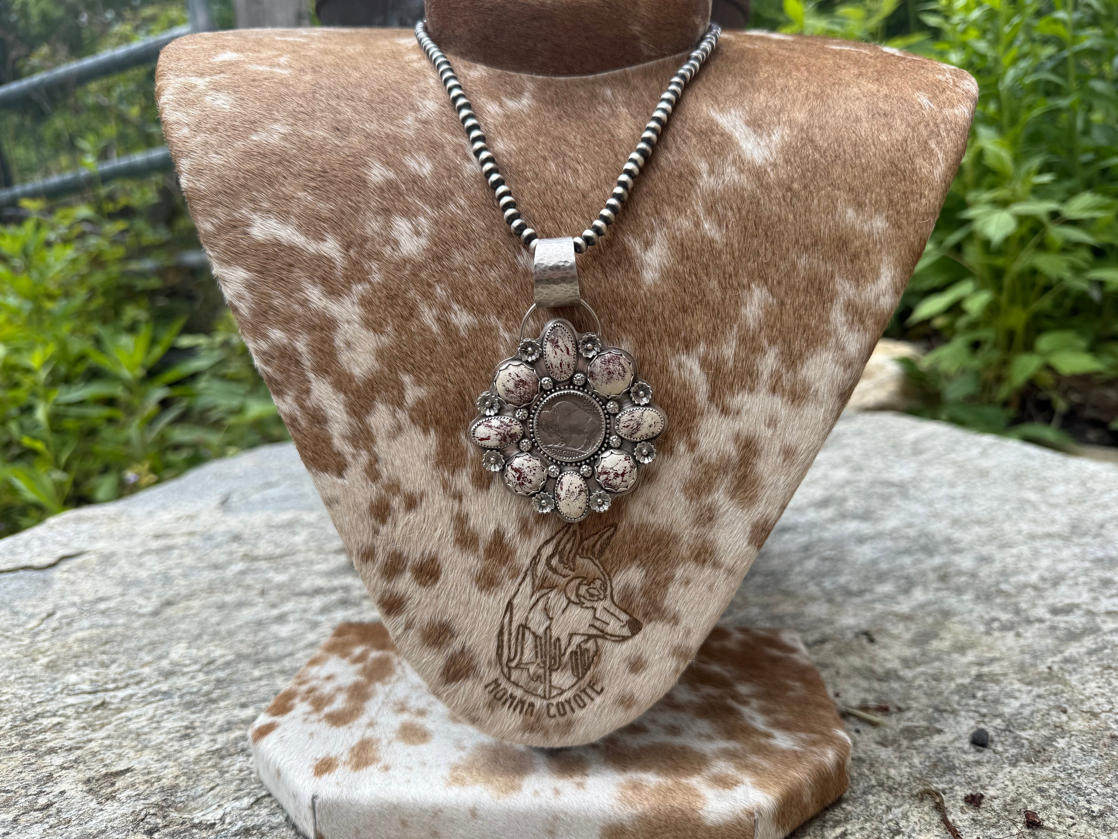 Red Buffalo Nickel Cluster Pendant