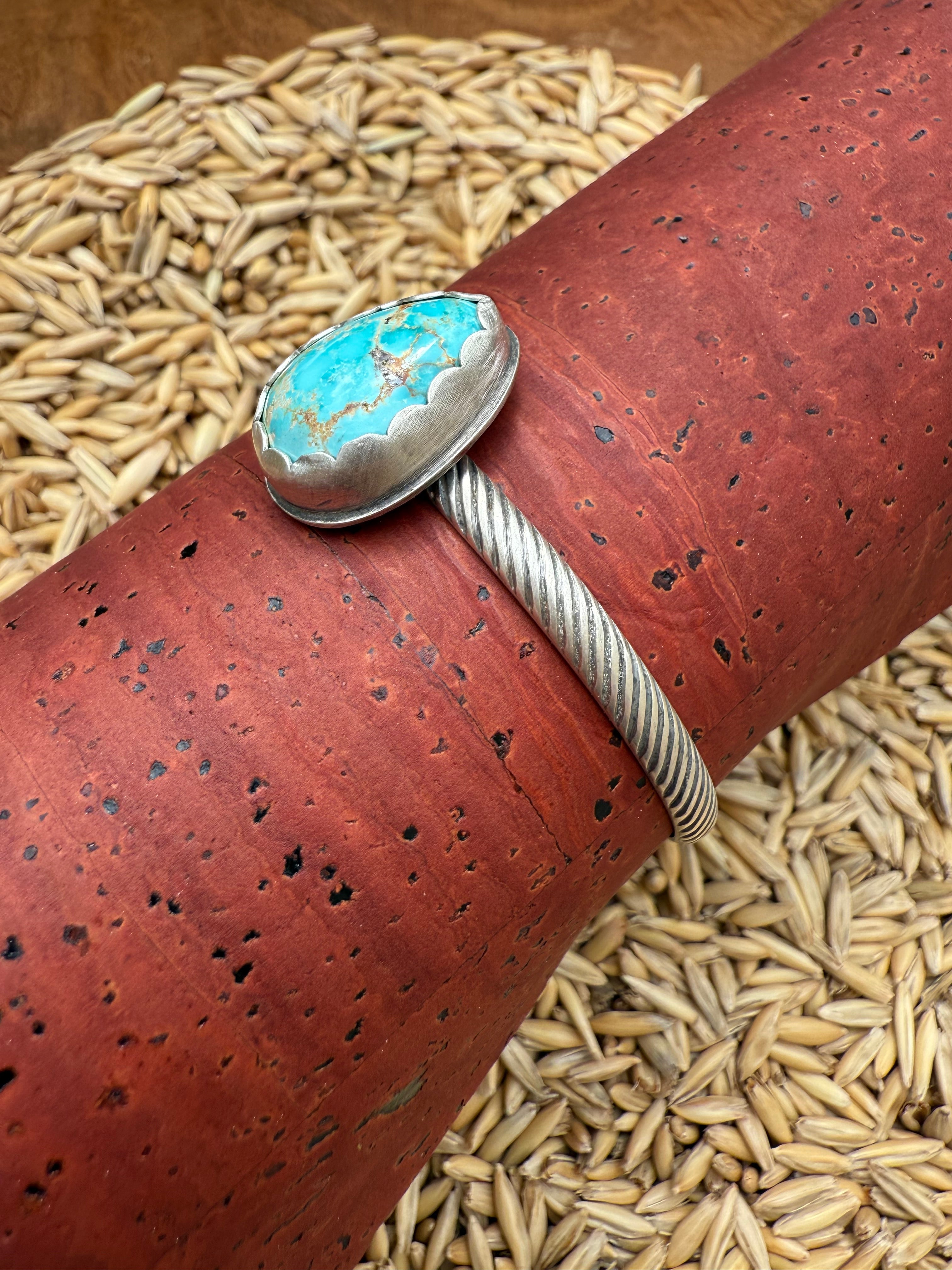 Royston Turquoise Cuff - Striped Band (A)