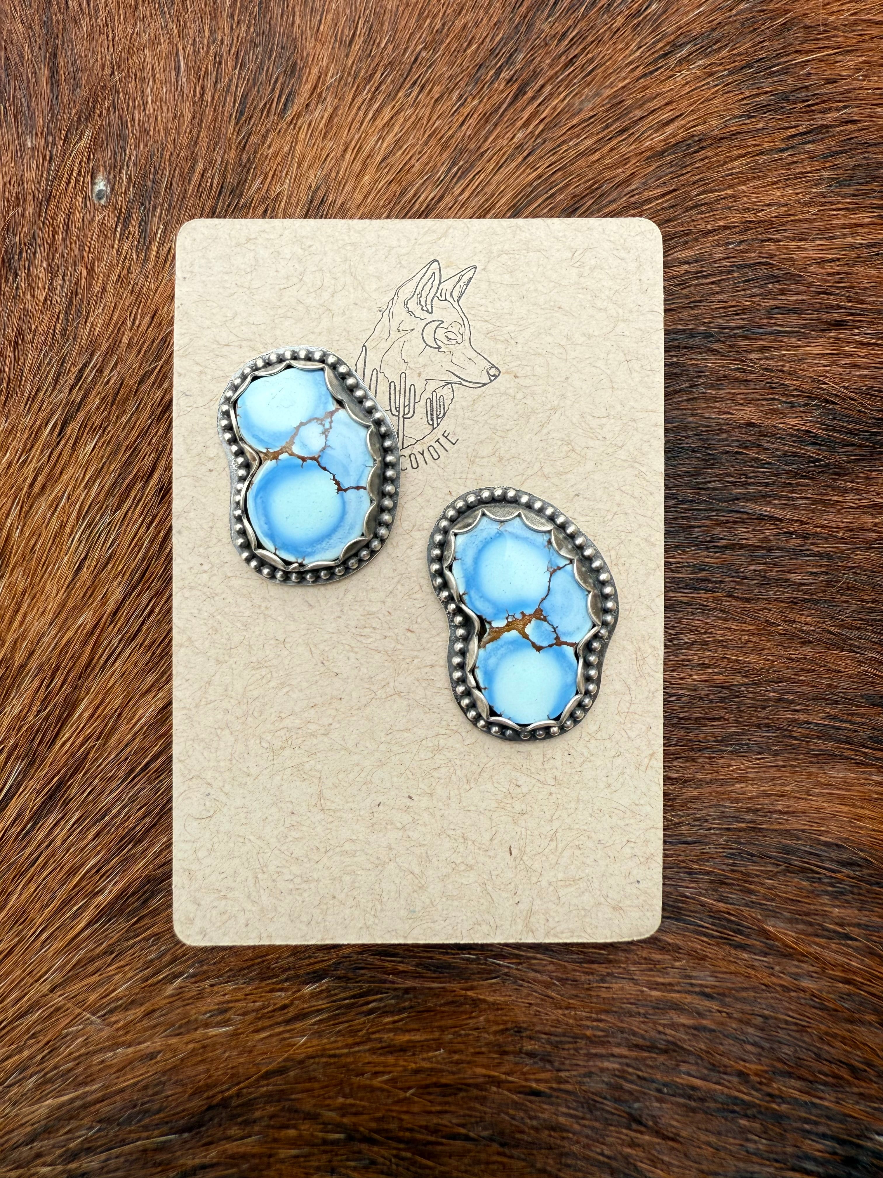 Golden Hill Turquoise Sliced Nugget Studs - Large