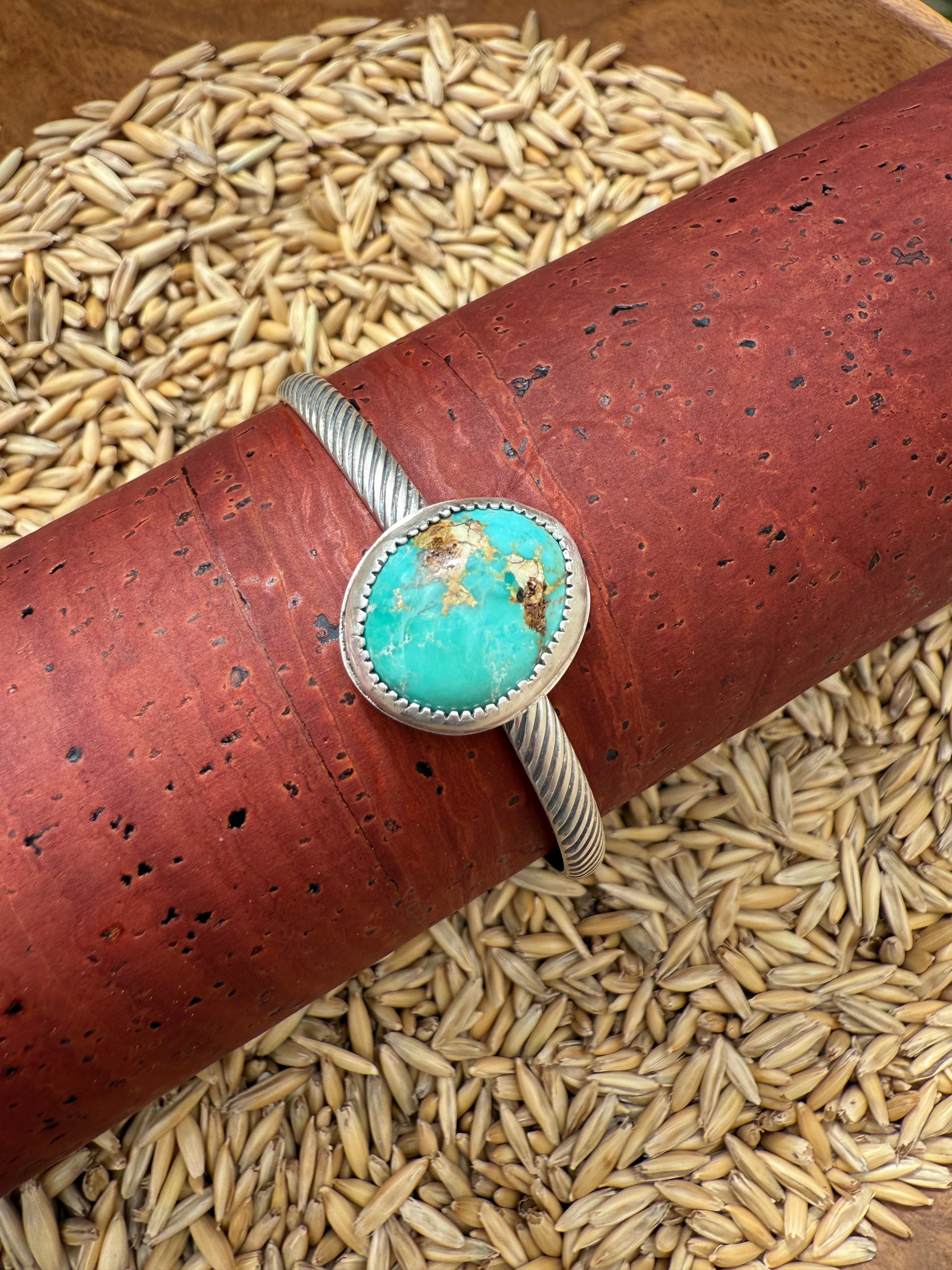 Royston Turquoise Cuff - Striped Band (B)