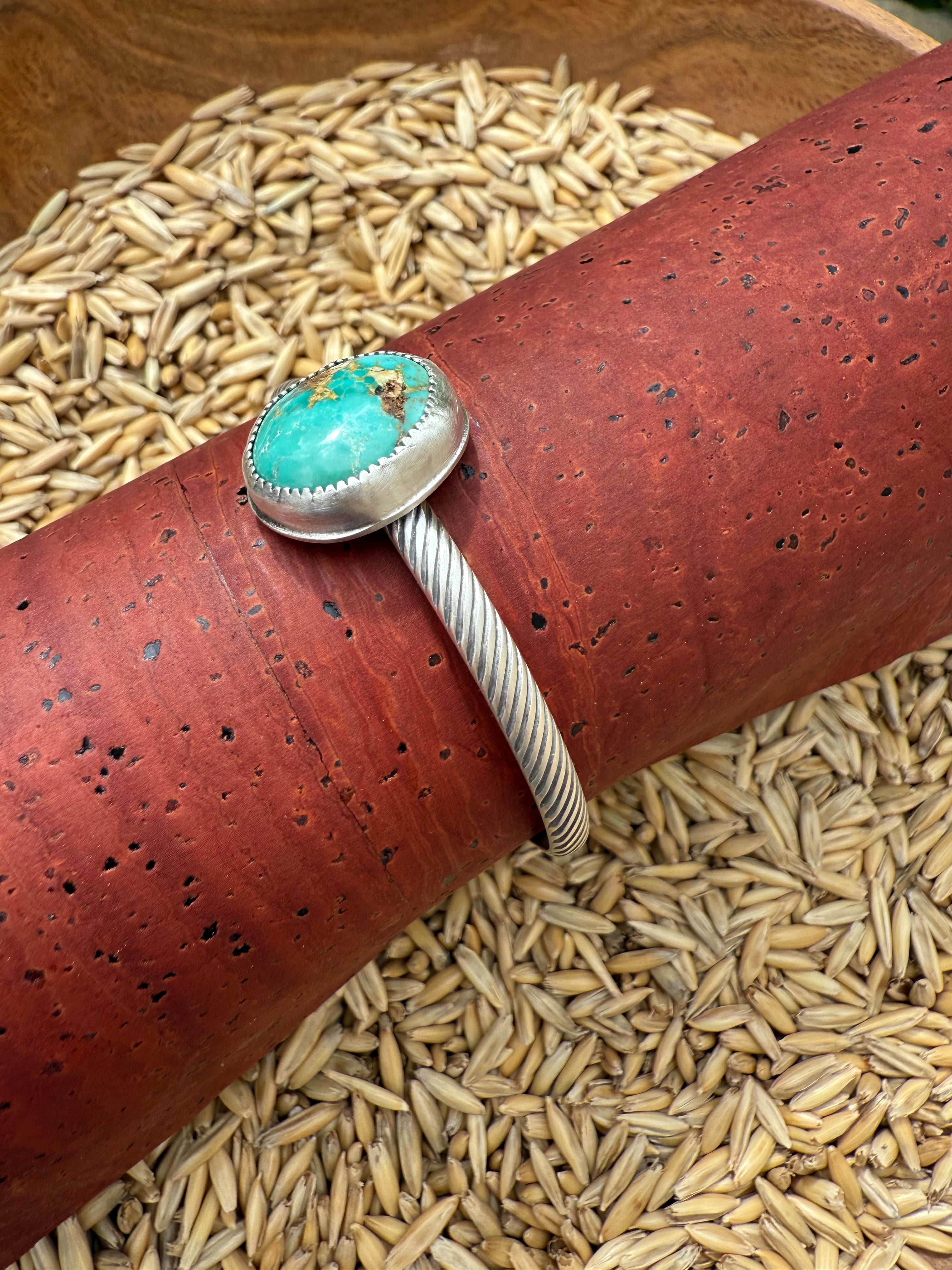 Royston Turquoise Cuff - Striped Band (B)